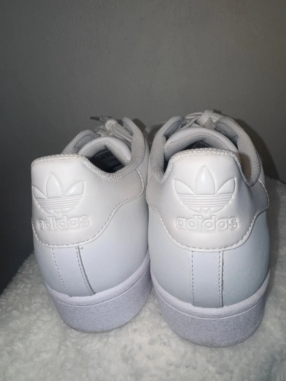 adidas White Leather Shell-Toe Sneakers